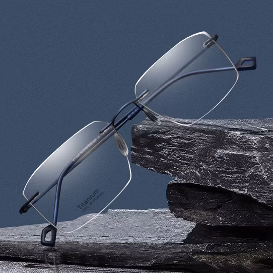 2023 Rimless Executive Optical Glasses Beta Titanium Frame Titan Metal Eyeglasses Eye Glasses Frames for Men