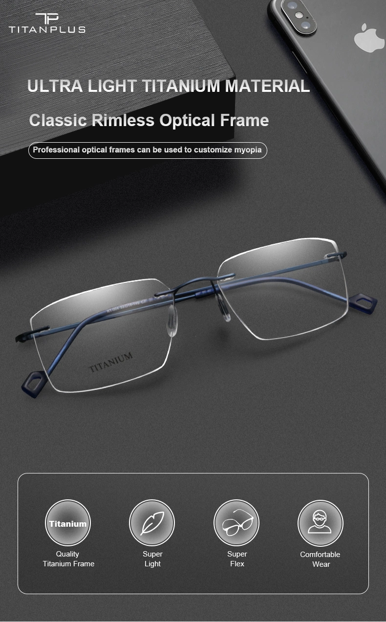 2023 Rimless Executive Optical Glasses Beta Titanium Frame Titan Metal Eyeglasses Eye Glasses Frames for Men