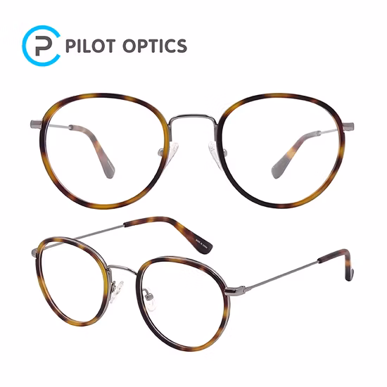 Handmade Classic Design Round Acetate Metal Optical Frames