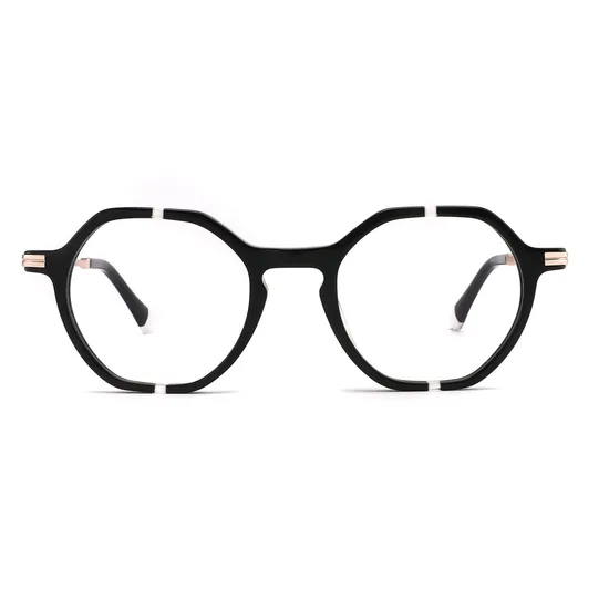 Fashionable Lamination Acetate Combined Metal Trendy Irregular Shape for Unisex Optical Frames
